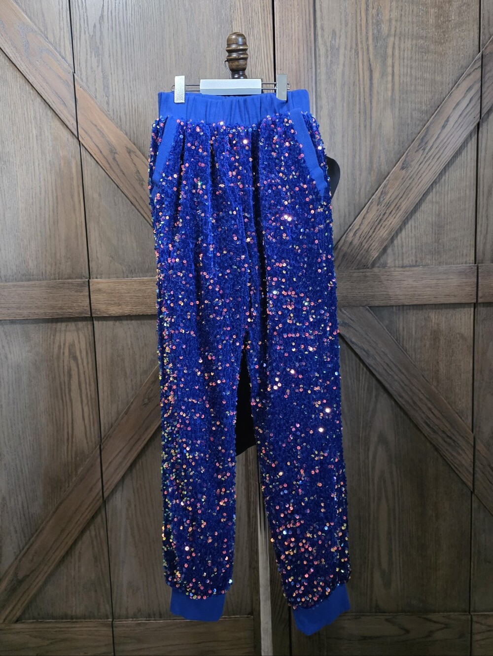 Lola + The Boys Royal Blue Sequin Jogger Pants